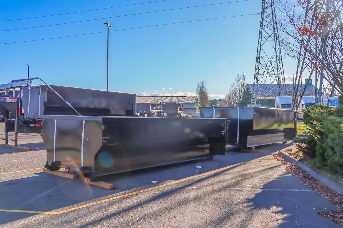 Roll-off dumpster ready for waste disposal at job site for 6 Yard Dumpster Rental in Moorestown